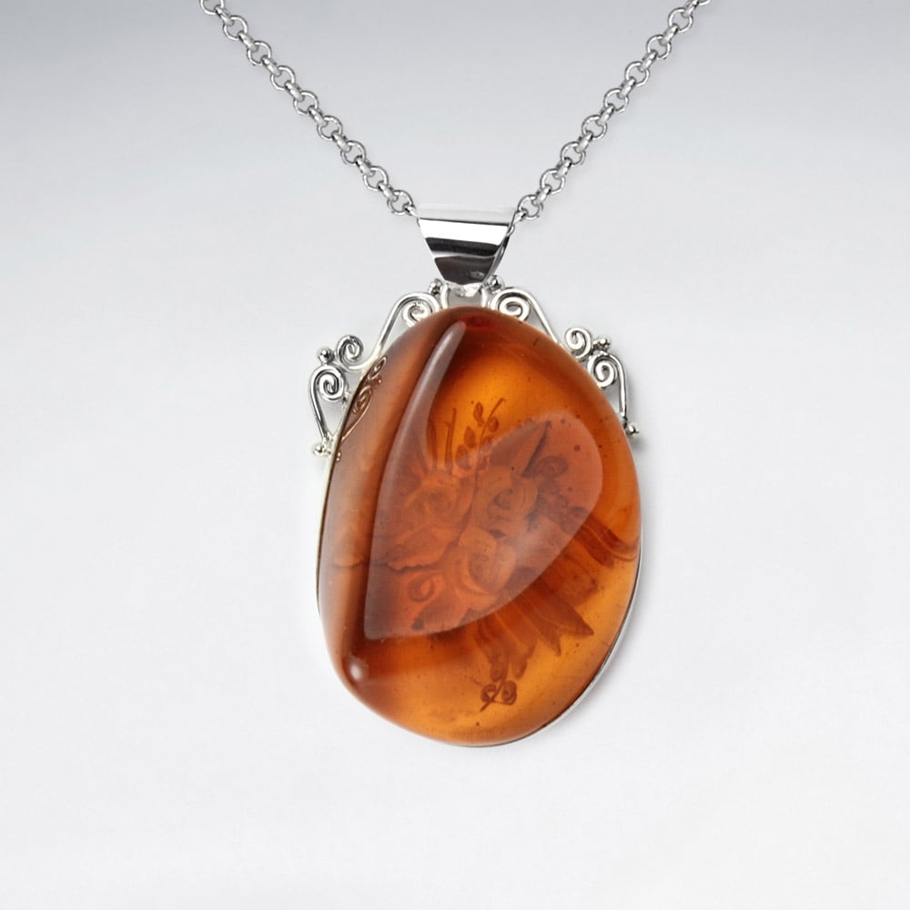 Honey Sweet Imitation Amber Organic Silhouette Pendant