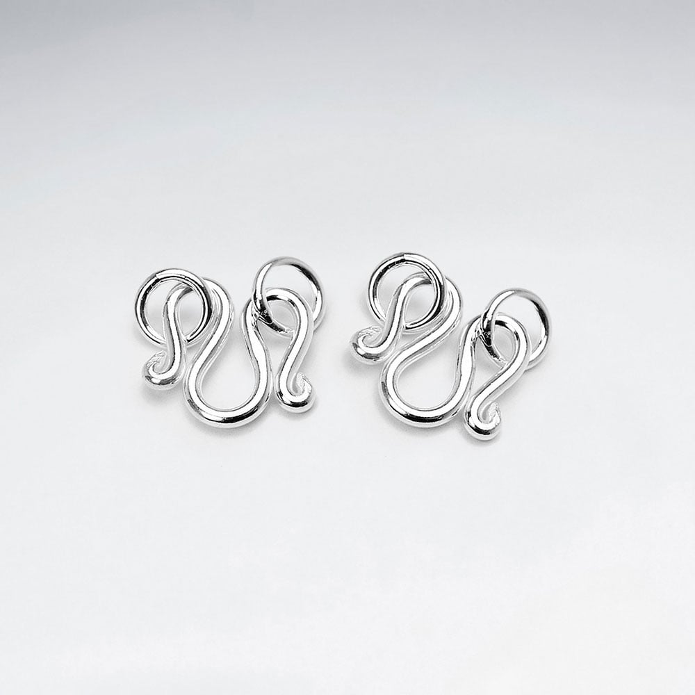 925 Silver Openwork Wavy Loop Hook Findings Pack Of 10 Pieces