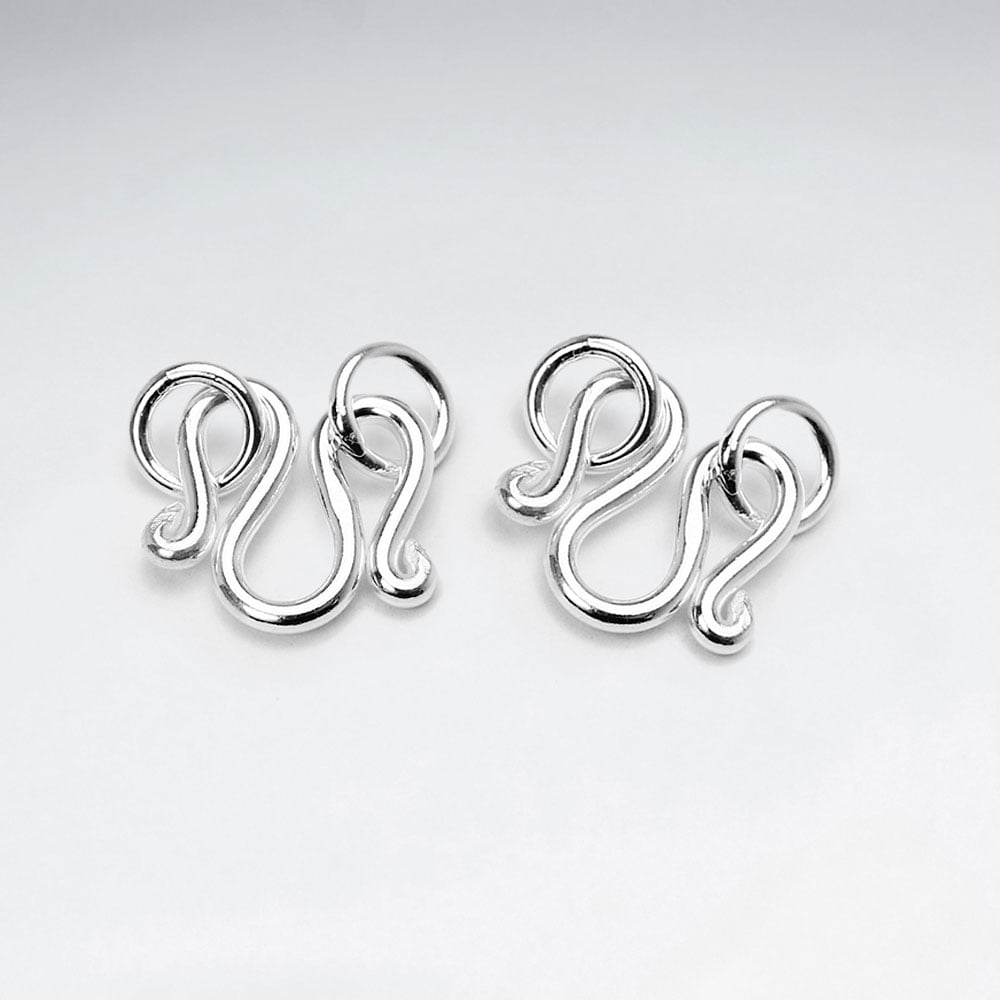 925 Silver Openwork Wavy Loop Hook Findings Pack Of 10 Pieces