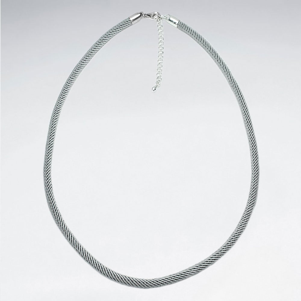 Sterling Silver Nylon Corded Necklace