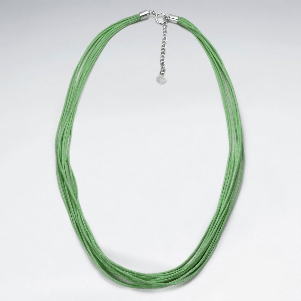 Sterling Silver Multi-Cord Cotton Necklace
