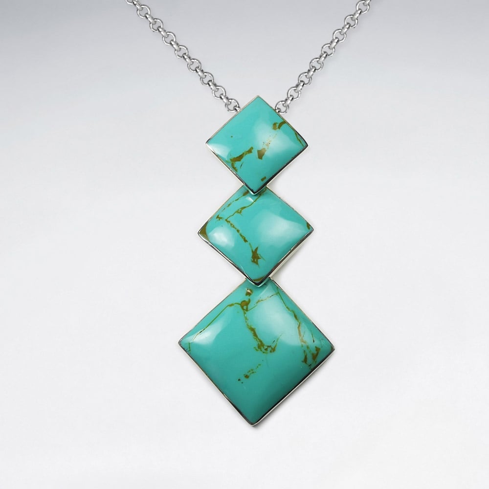 Turquoise Gradual Cascade Triple Marquise Pendant