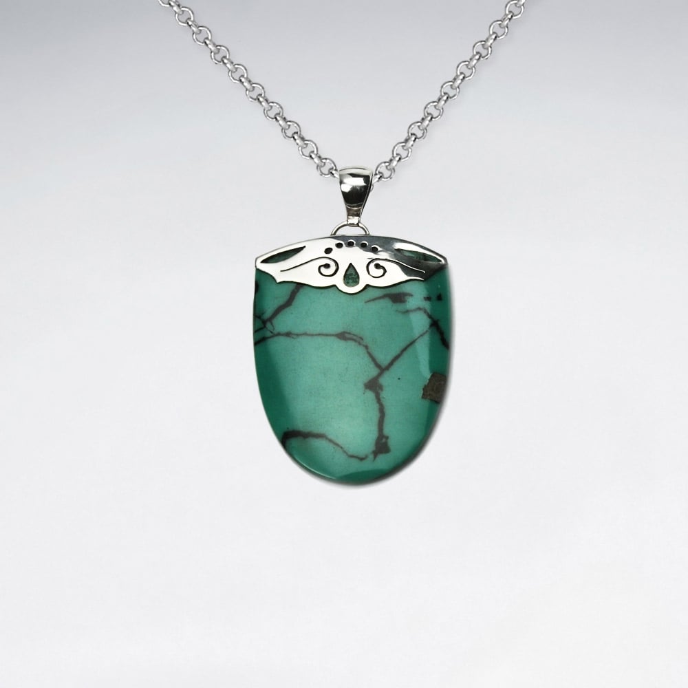 Romeo Vintage Sterling Silver Turquoise Half Oval Pendant