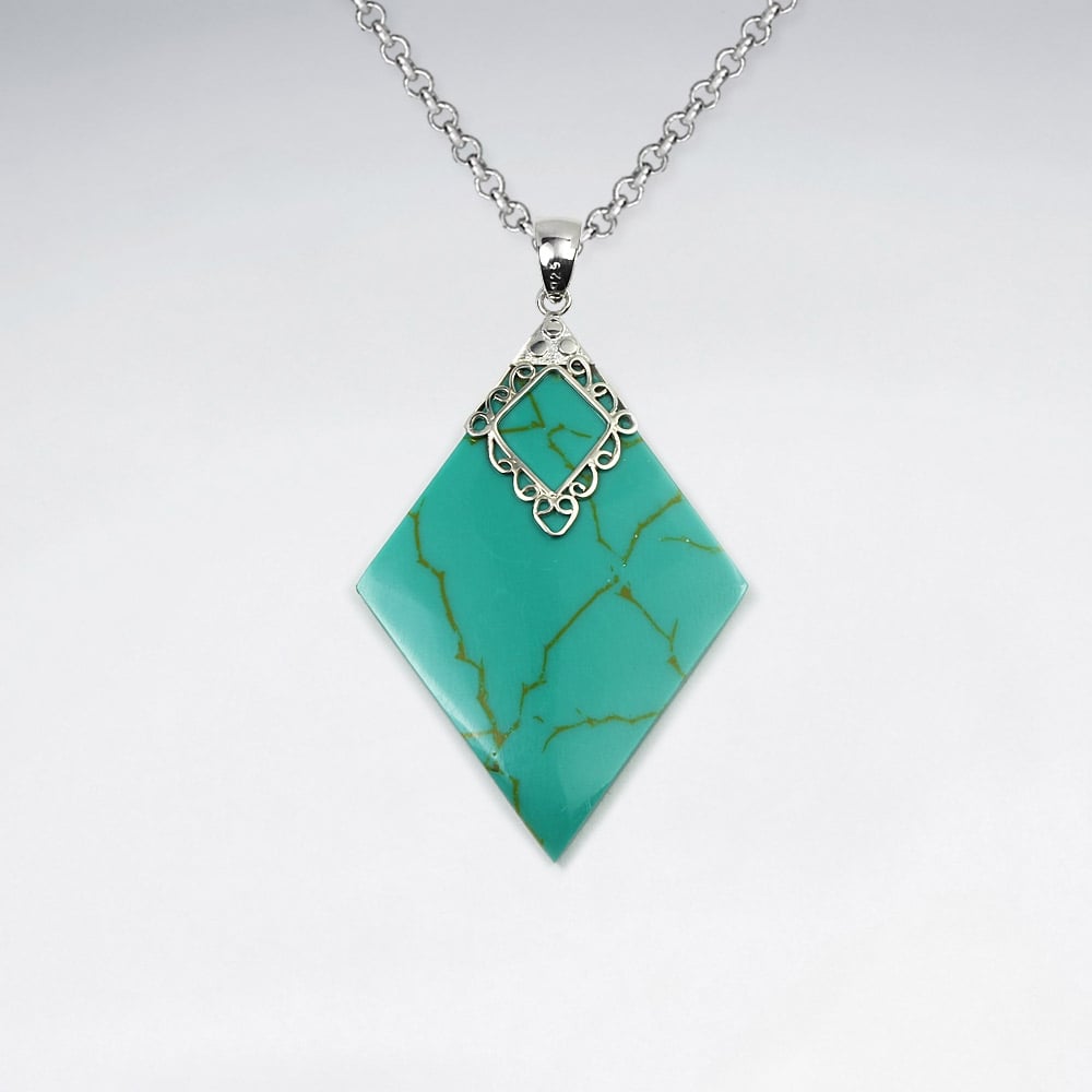 Turquoise Decorated Marquis Pendant