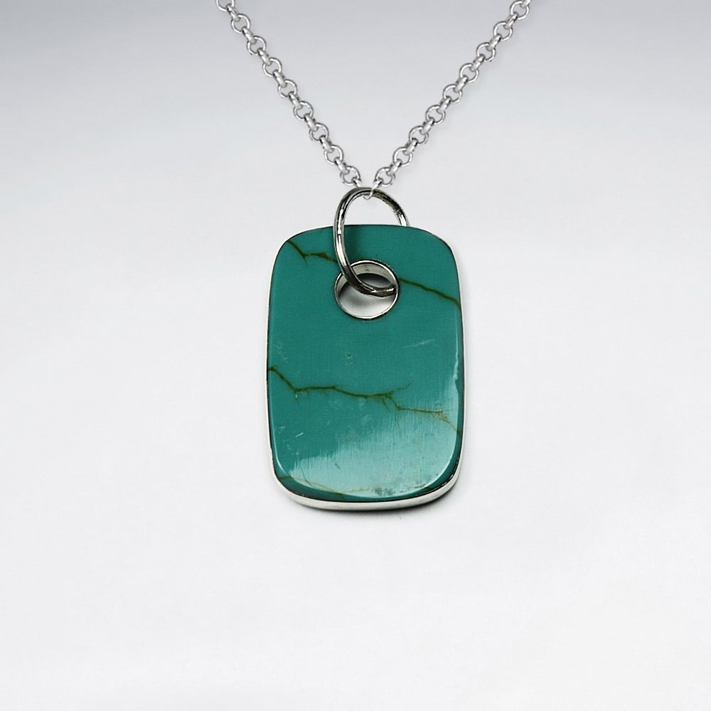 Turquoise Dog Tag Inspired Style Pendant