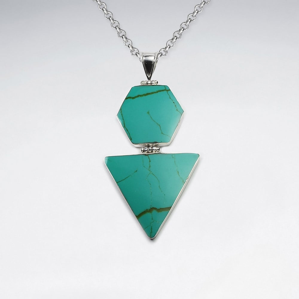 Turquoise Arrow Head and Octagon Cascade Pendant