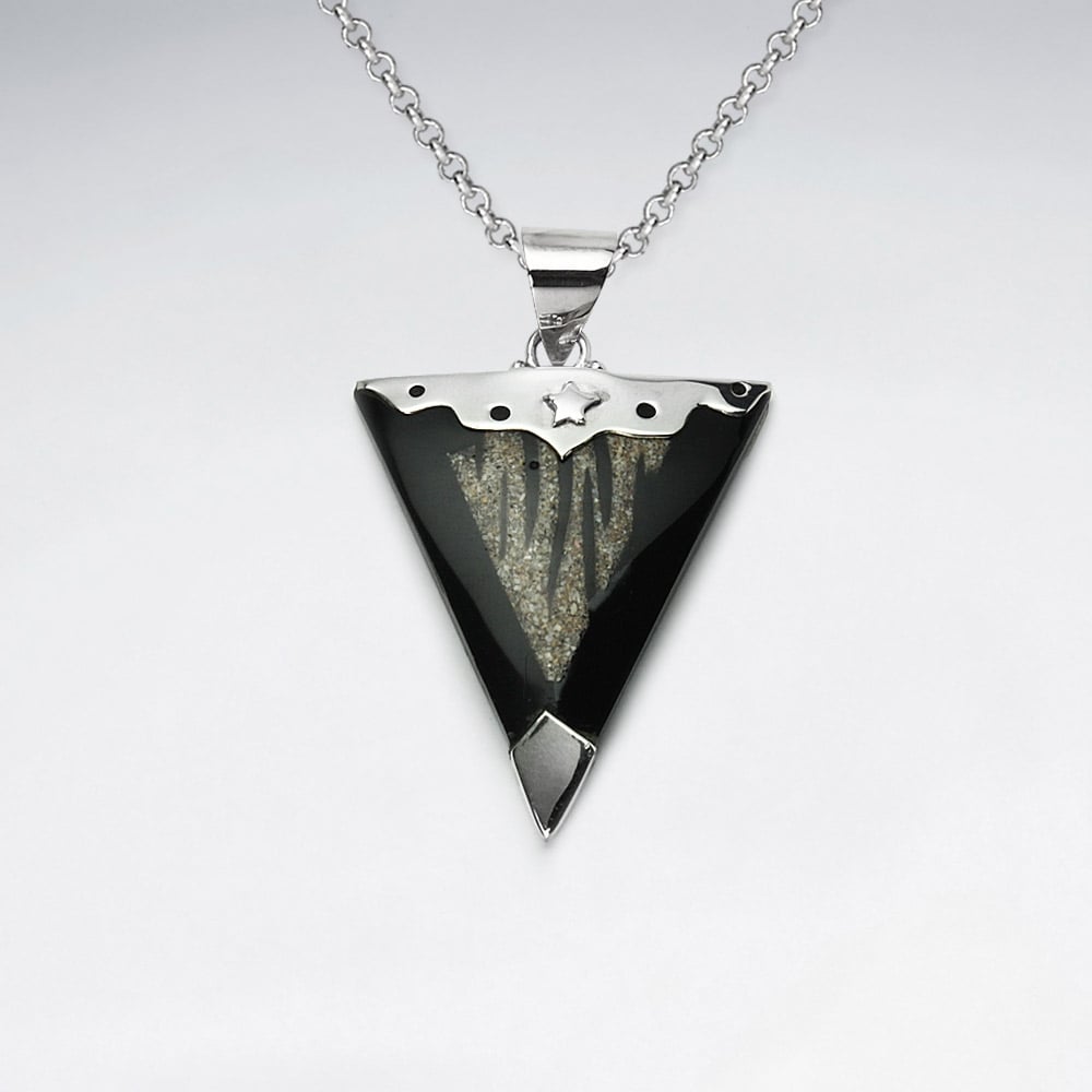 Star Designs San Resin and Sterling Silver Triangle Pendant