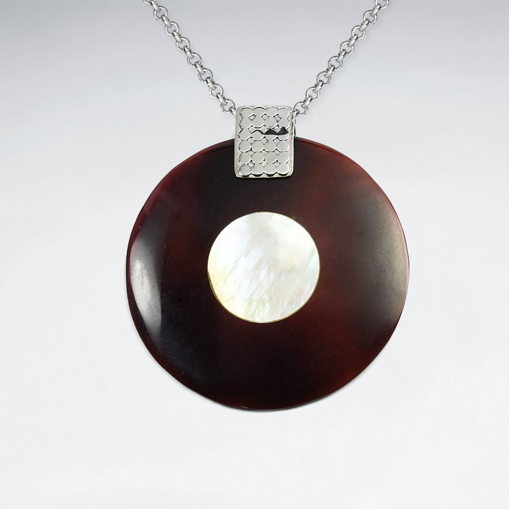 Mother Of Pearl & Betting Bang Shell Disc Silhouette Pendant