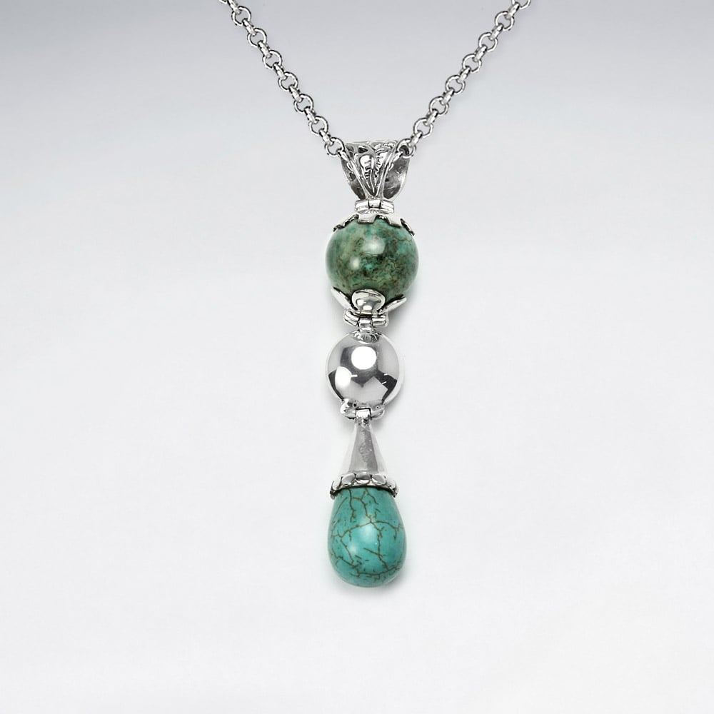 Mystical Elegance Sterling Turquoise Cascade Charm Pendant