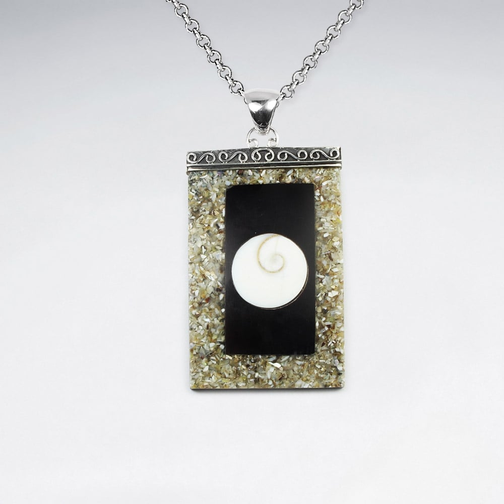 Shimmering Fashions Strling San Resin Shiva Eye Rectangle Pendant
