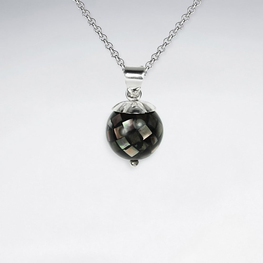 Dainty Sterling Silver Shell Glamour Ball Pendant