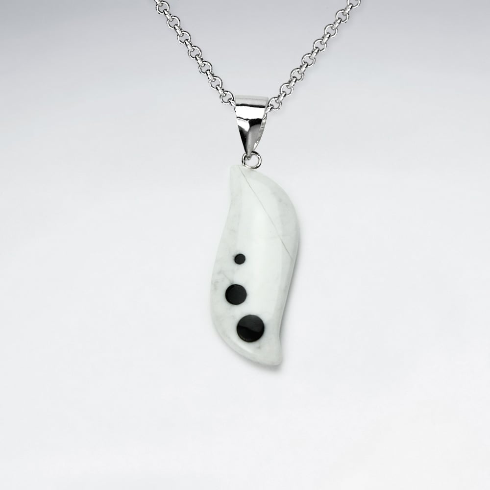 Howlite & Black Stone Spotted Organic Designs Pendant