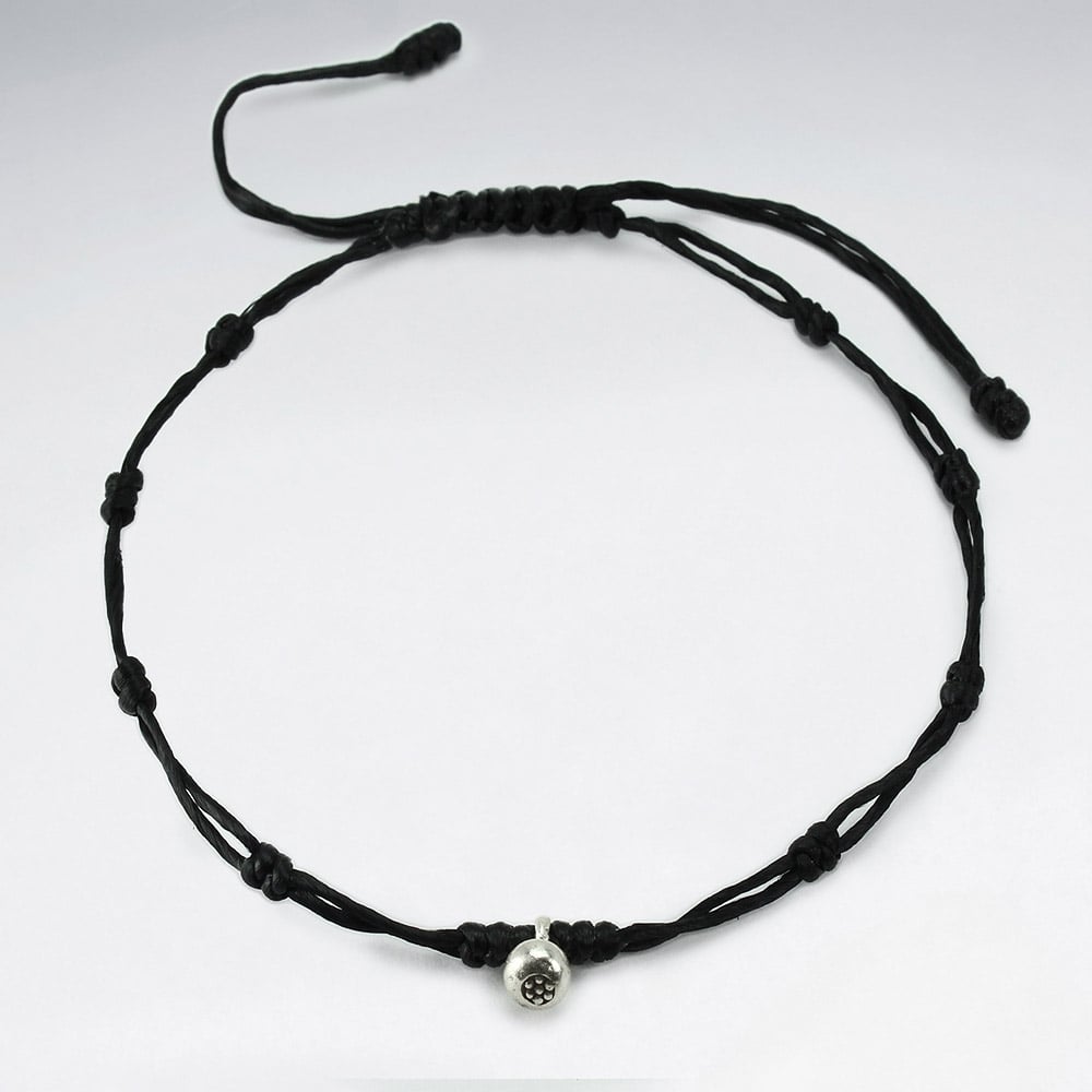 Waxed Cotton Double Strand Bead Anklet