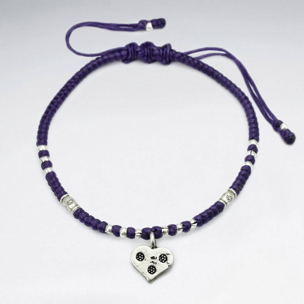 Purple Heart Waxed Cotton Bracelet