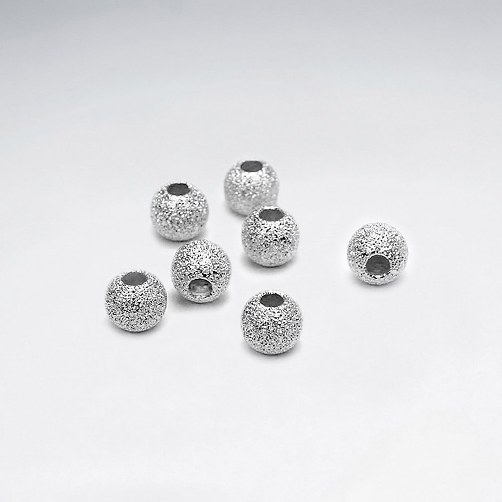 925 Silver Star Dust Glimmer Ball Beads Pack Of 10 Pieces