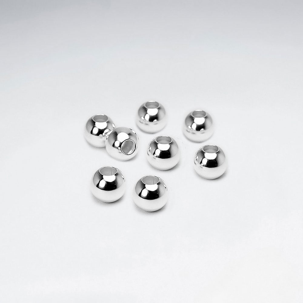 925 Silver Round Smooth Ball Beads Pack Of 5 Pieces