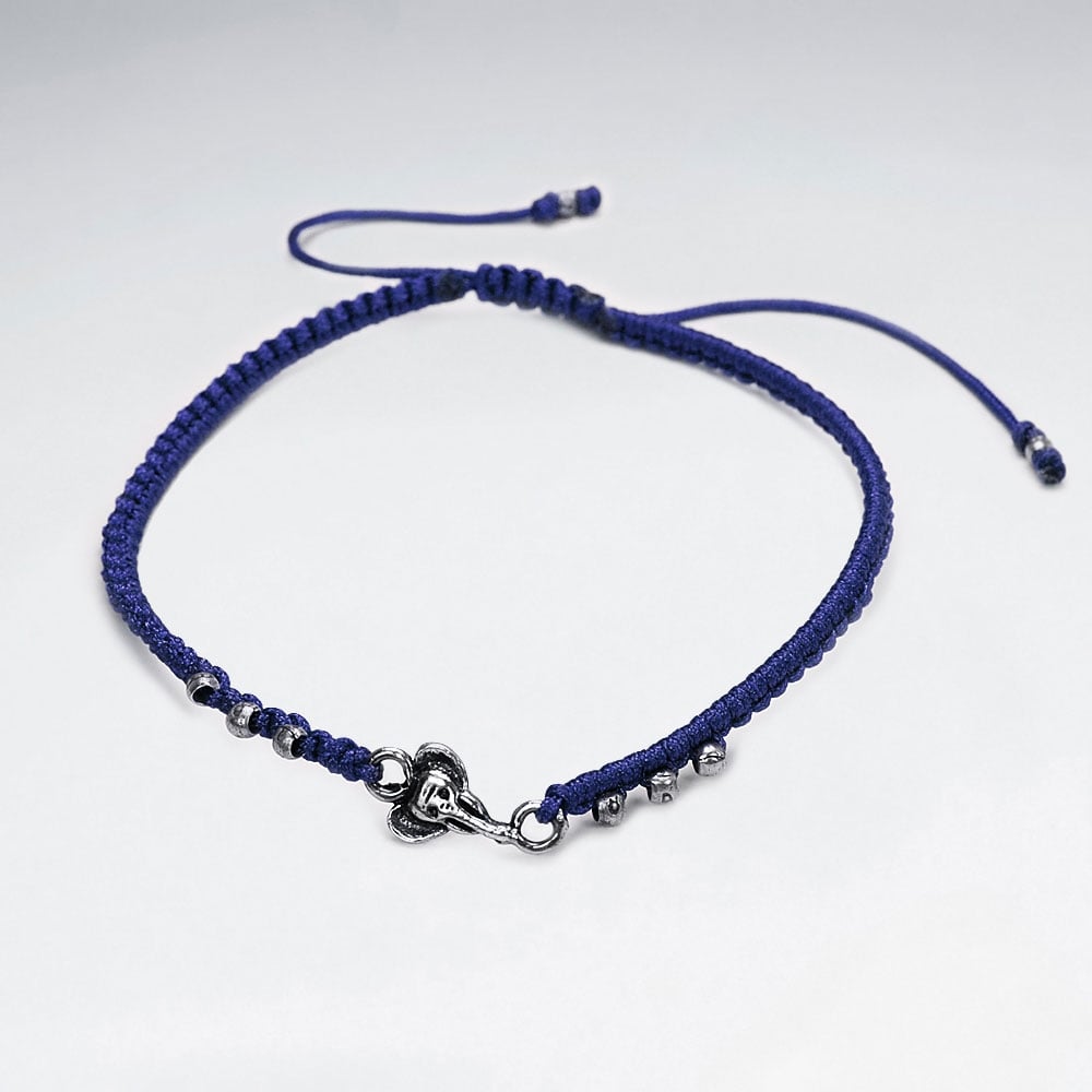 Nylon & Silver Bead Bracelet