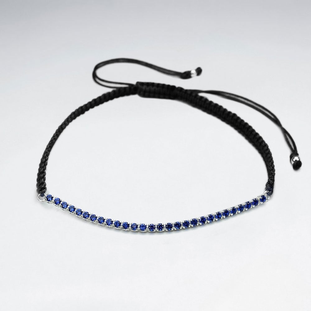 Red Waxed Cotton Half CZ Lined Bracelet