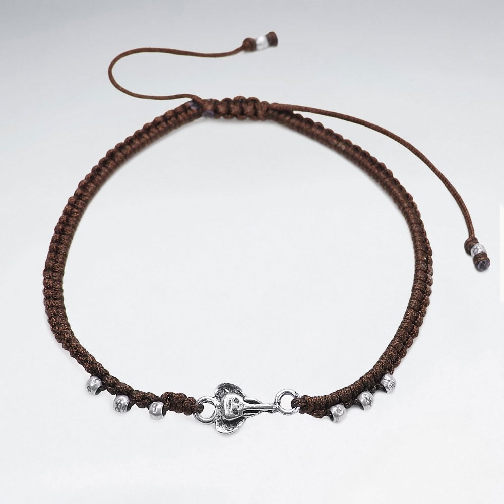 Nylon & Silver Bead Bracelet