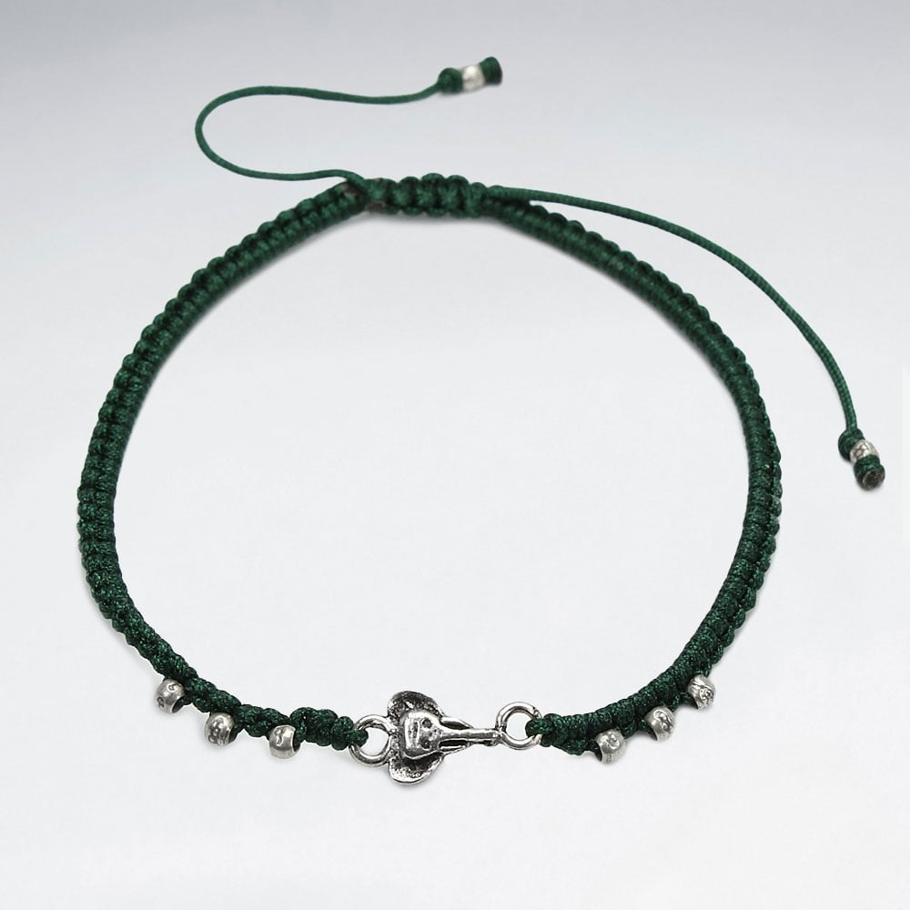 Nylon & Silver Bead Bracelet