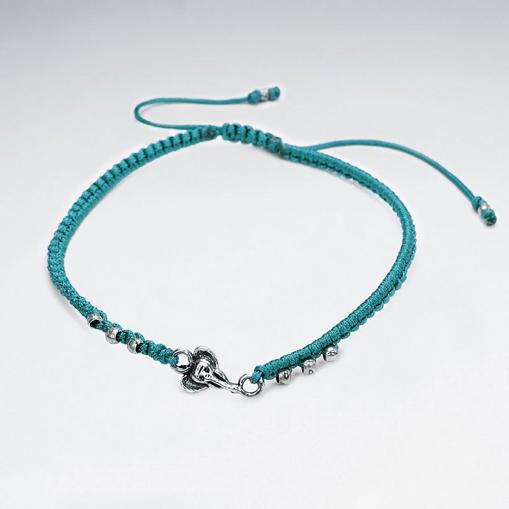 Nylon & Silver Bead Bracelet