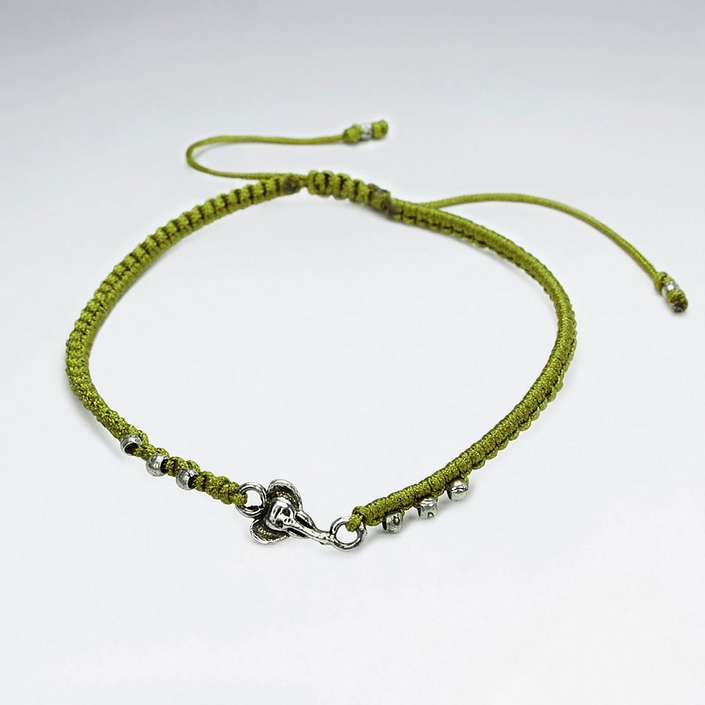 Nylon & Silver Bead Bracelet