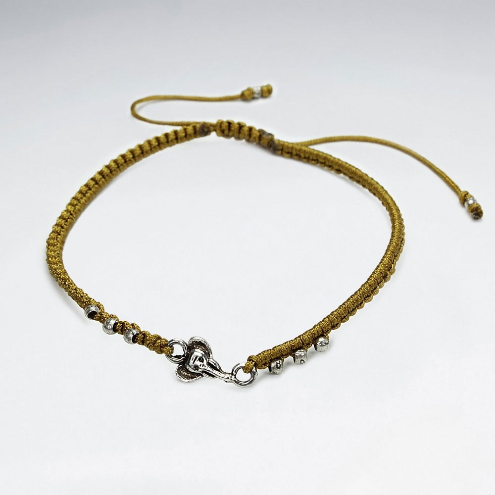 Nylon & Silver Bead Bracelet