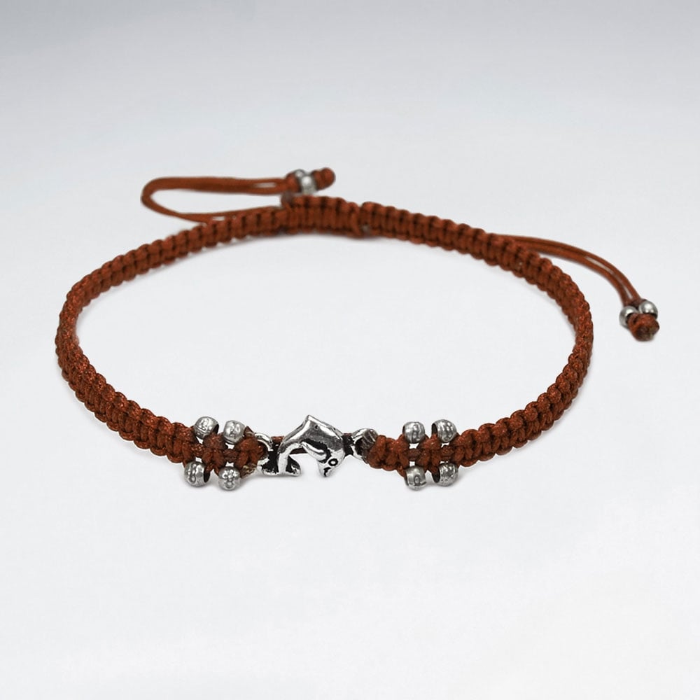 Nylon & Silver Bead Charm Bracelet