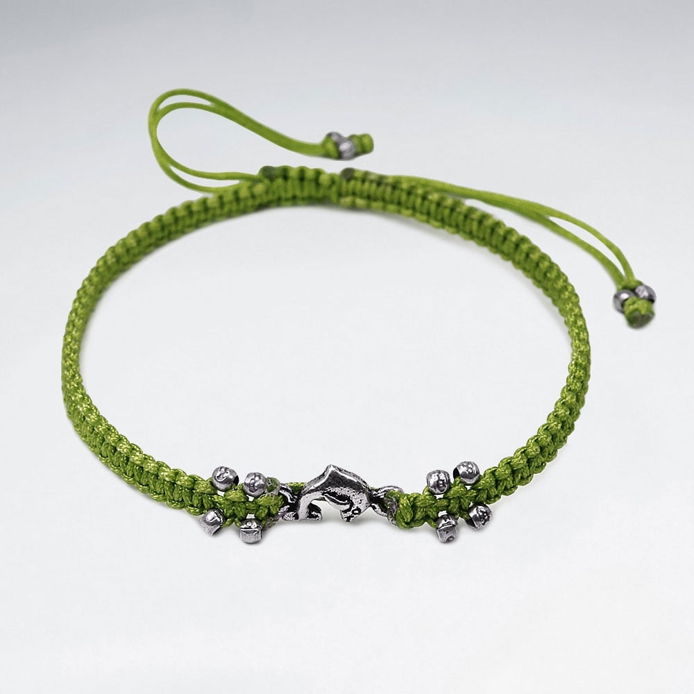 Nylon & Silver Bead Charm Bracelet