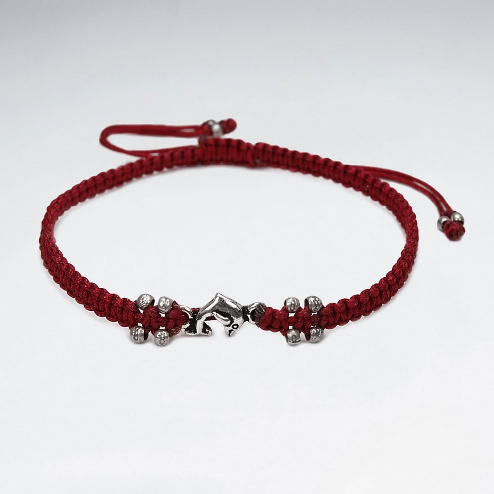 Nylon & Silver Bead Charm Bracelet