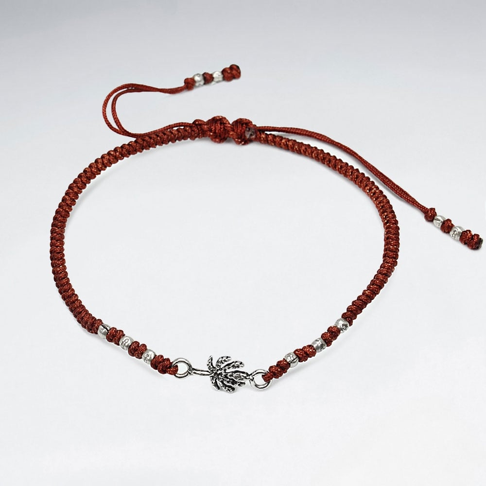 Nylon & Silver Bead Branch Charm Bracelet