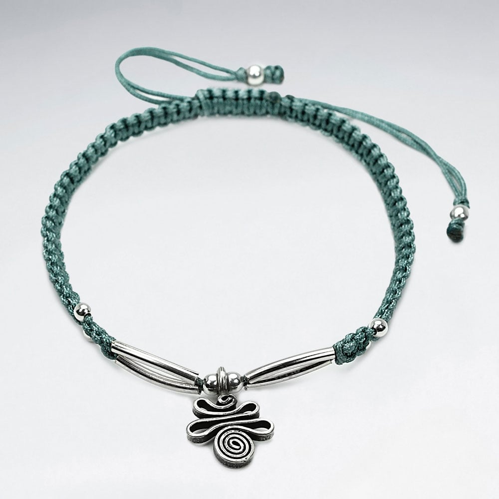 Silver Dangle Charm Nylon Bracelet