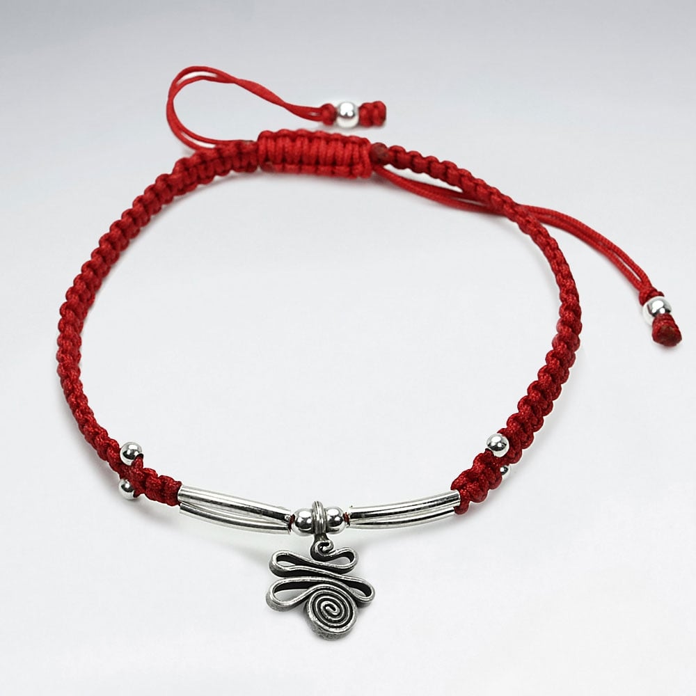 Silver Dangle Charm Nylon Bracelet