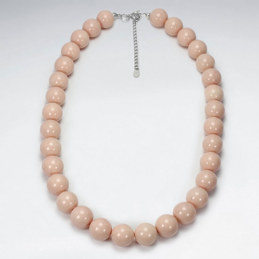 Sterling Silver Chunky "Bubble Gum" Pink Stone Necklace