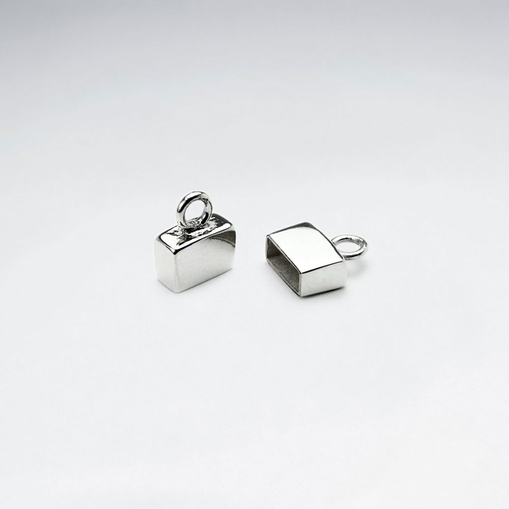 Sterling Silver Squared Cord Ends Pack Of 1 Pair