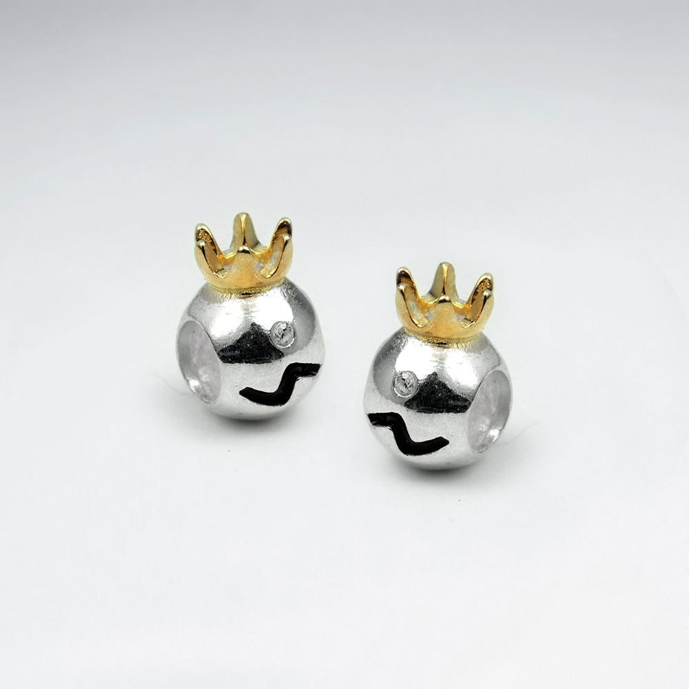Sterling Silver Royal Crown CZ Beads