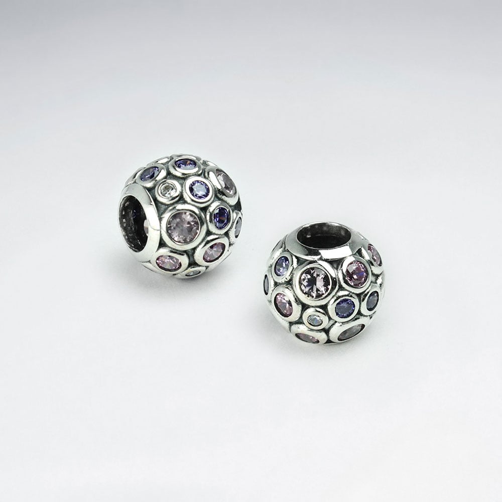 Sparling Silver and CZ Bedazzled Beads