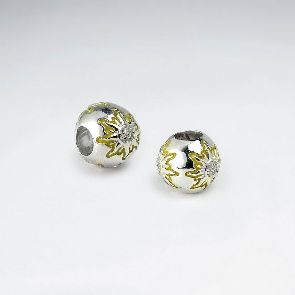 Sterling Silver Star Burst CZ Beads