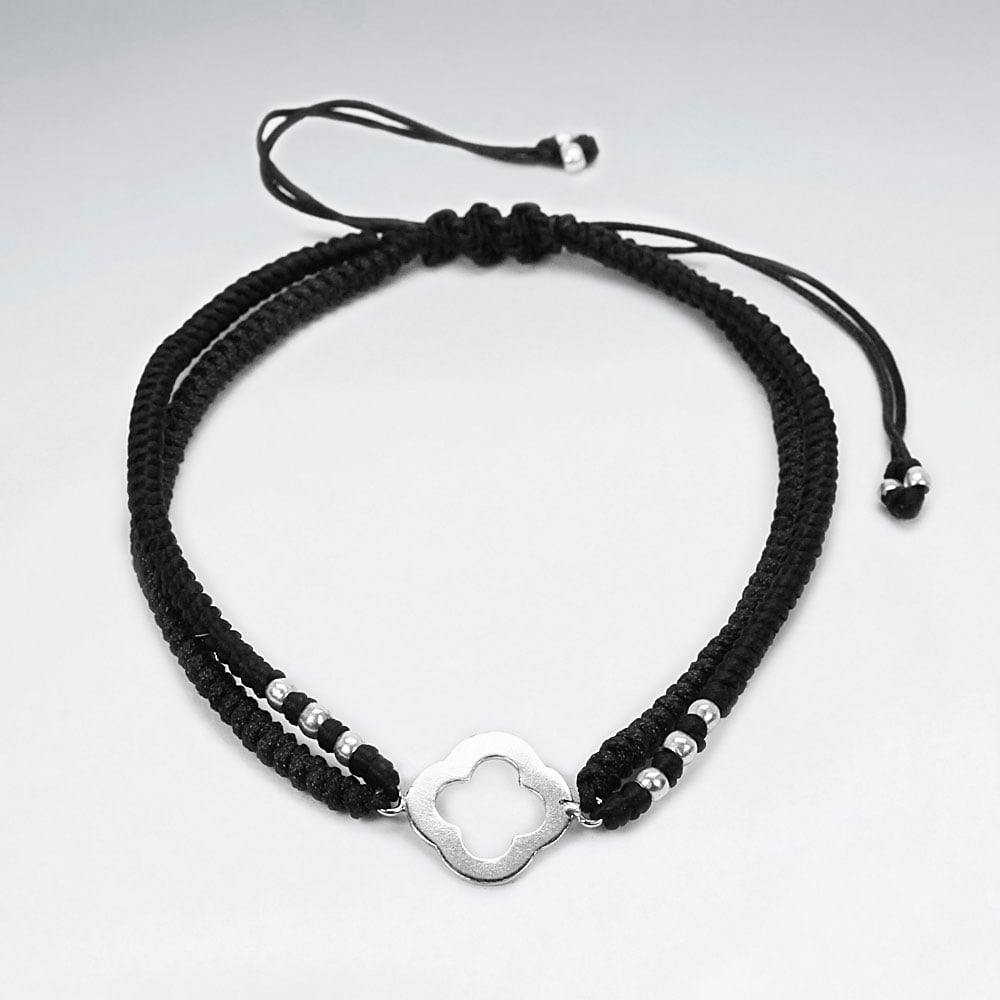 Double Strand Nylon & Waxed Cotton Open Trefoil Bracelet