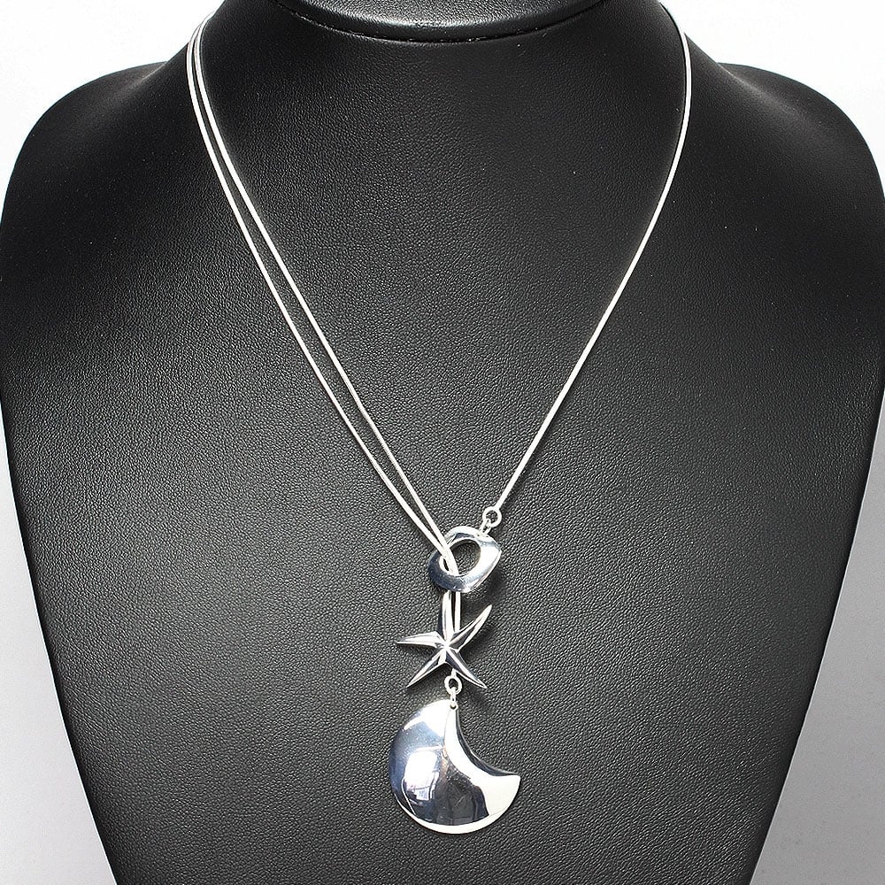 Sterling Silver Beach Ready Starfish & Shell Pendant Necklace