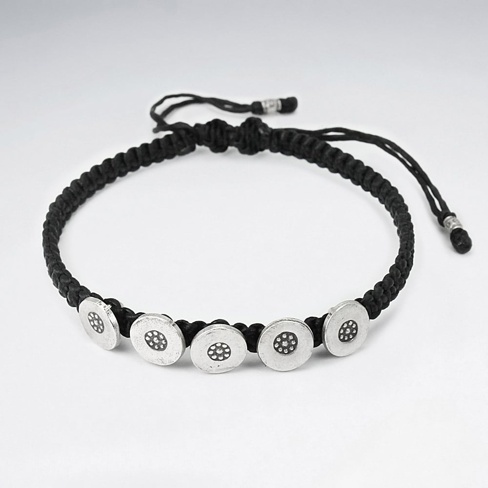 Waxed Cotton Button Beads Bracelet