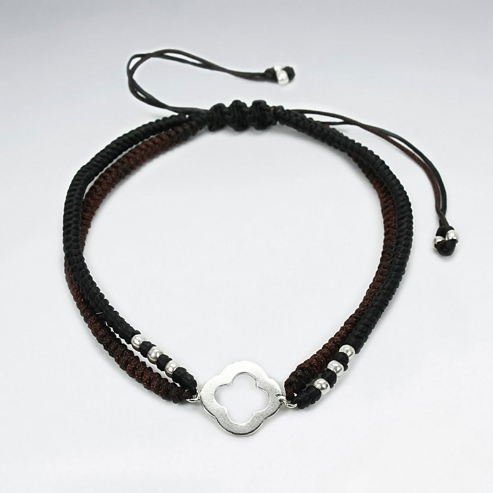 Double Strand Nylon & Waxed Cotton Open Trefoil Bracelet