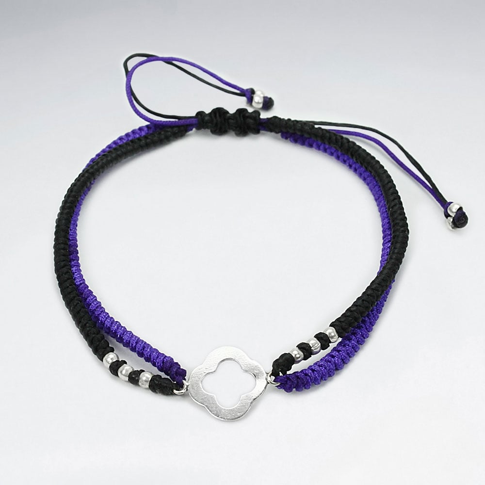 Double Strand Nylon & Waxed Cotton Open Trefoil Bracelet