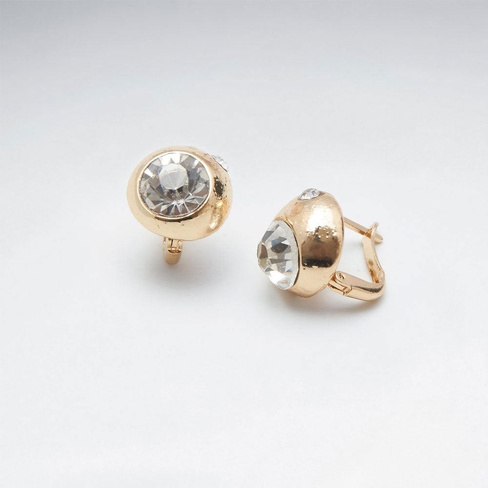 Spotlight Rounded Crystal Lever Back Brass Earrings