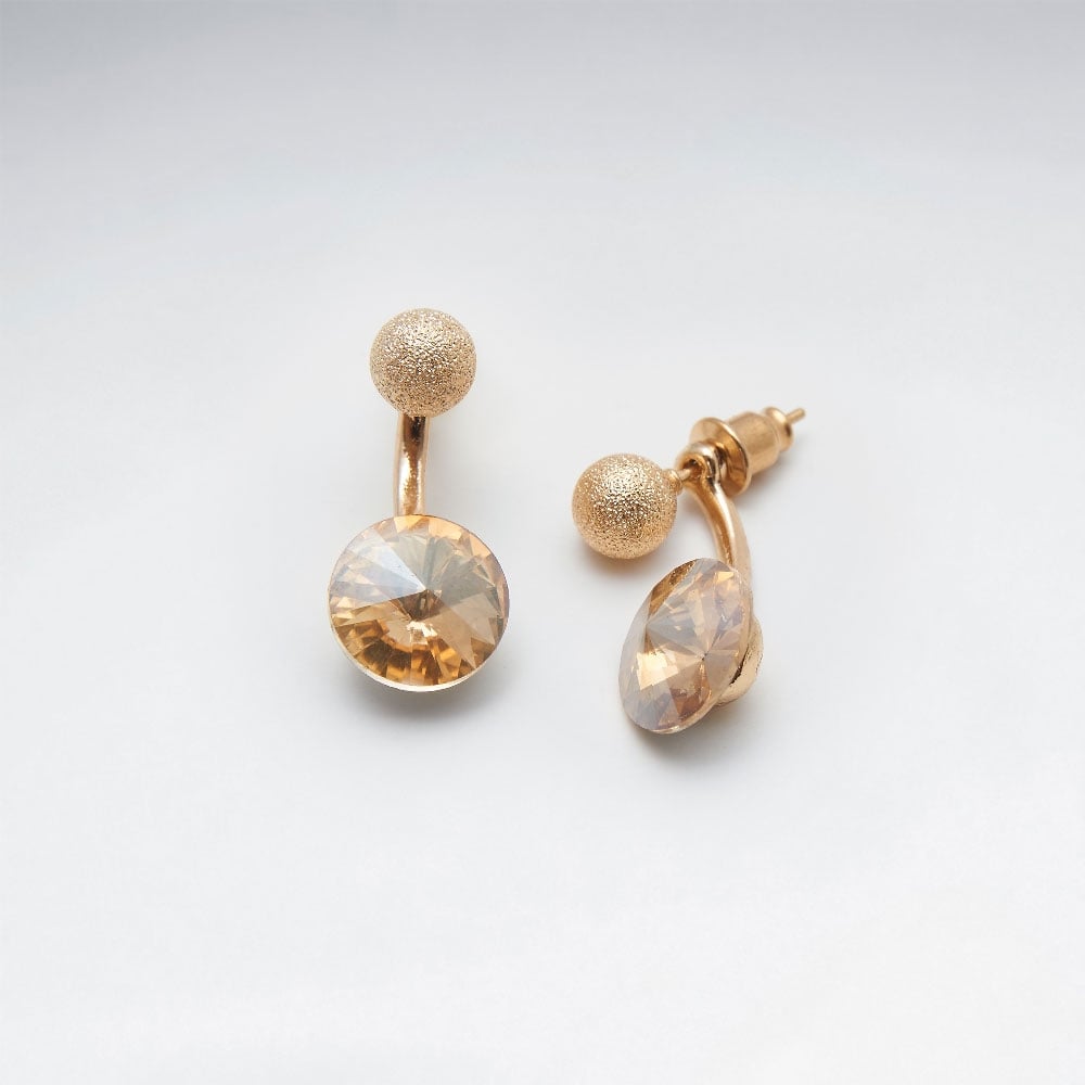 Round Cut Faux Gemstone Regal Allure Drop Stud Earring Earrings