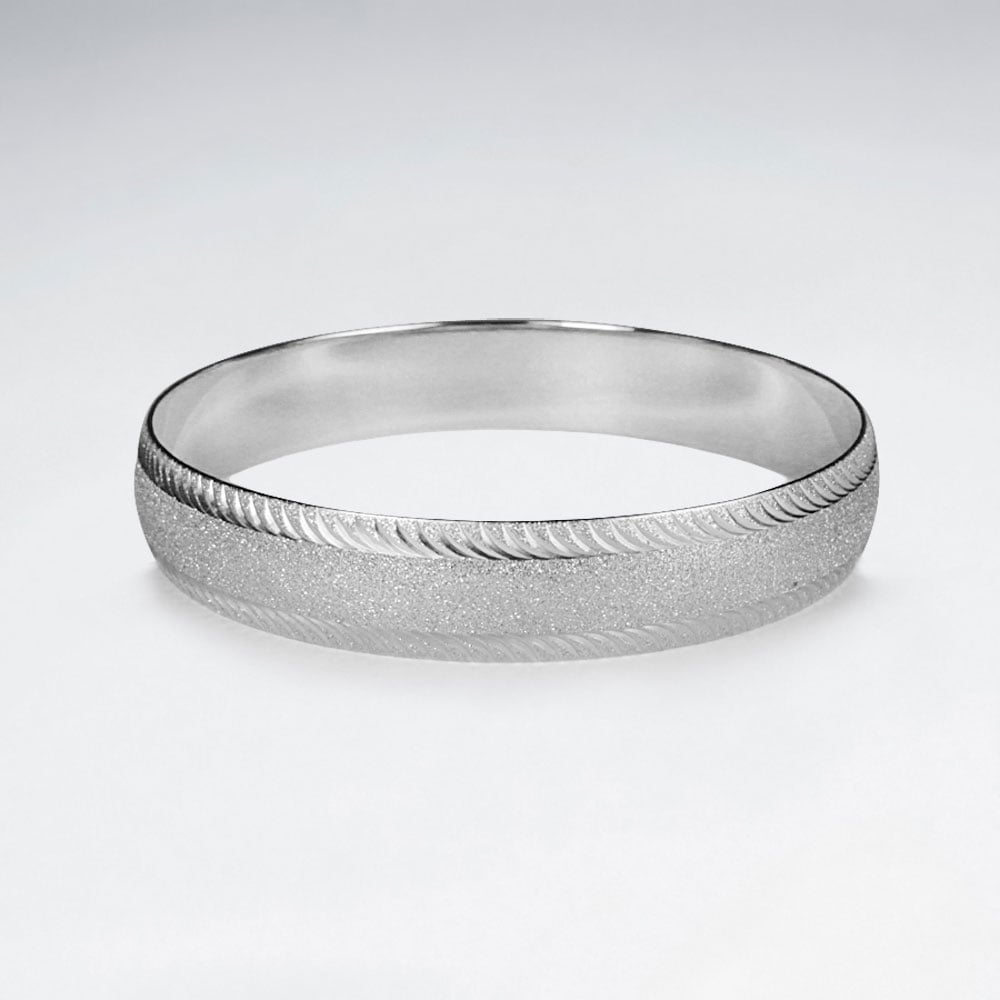 Stainless Steel Matte Print  Twist Edged Bangle