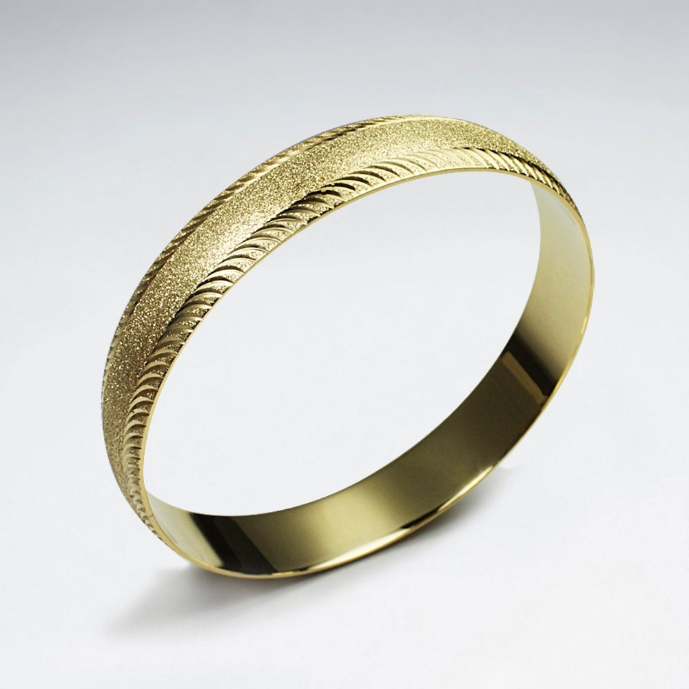 Stainless Steel Matte Print  Twist Edged Bangle