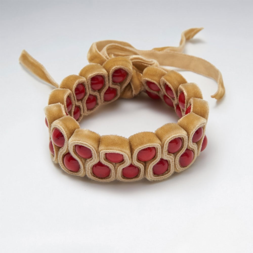 Unique Designs Red Velvet Bead Bracelet