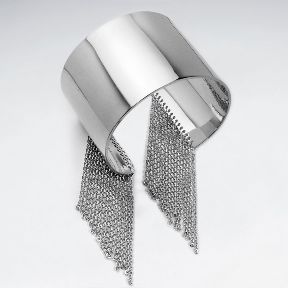 Stainless Steel Chain Fringe Bangle Bracelet