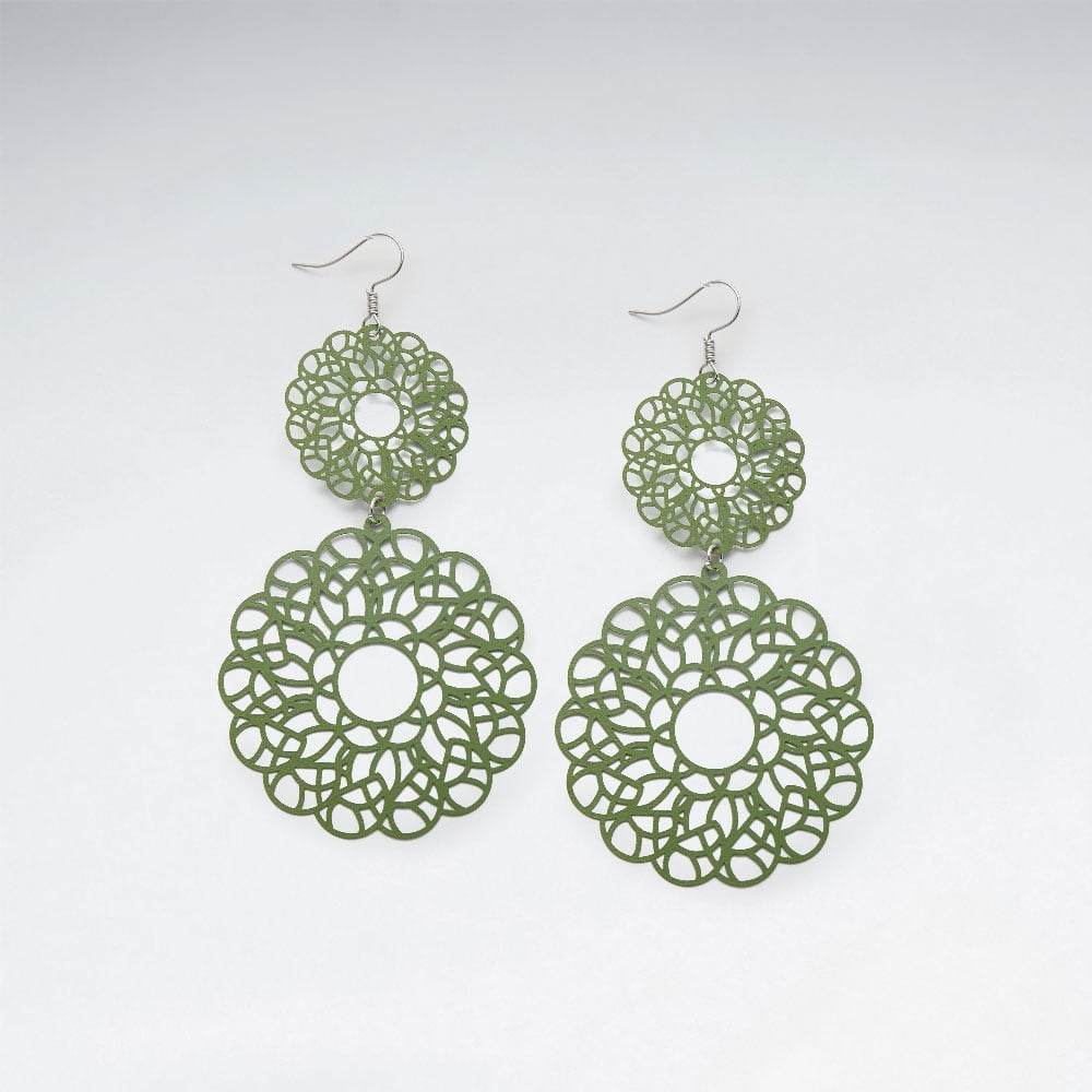 Brass Lacework Gradual Circular Dangle Earring